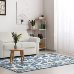 Kirkland's Home Modern Blue Floral Vines Outdoor Area Rug, 5X7- Outdoor Rugs