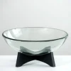 Kirkland's Home Modern Glass Bowl With Wood Stand- Decorative Bowls & Jars