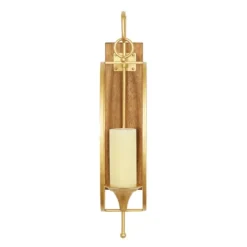 Kirkland's Home Modern Warm Wood And Gold Sconce- Sconces