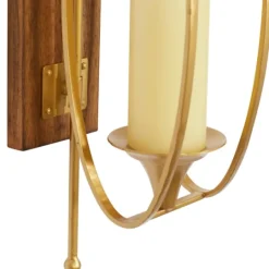 Kirkland's Home Modern Warm Wood And Gold Sconce- Sconces