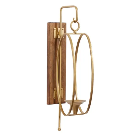 Kirkland's Home Modern Warm Wood And Gold Sconce- Sconces