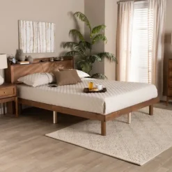 Kirkland's Home Modern Wood Queen Platform Bed- Beds & Headboards