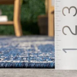 Kirkland's Home Molly Blue Mottled Abstract Outdoor Rug, 8X10- Outdoor Rugs