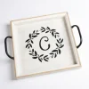 Kirkland's Home Monogram C Wood Tray With Handles- Decorative Trays