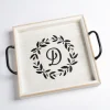 Kirkland's Home Monogram D Wood Tray With Handles- Decorative Trays