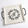 Kirkland's Home Monogram H Wood Tray With Handles- Decorative Trays