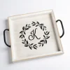 Kirkland's Home Monogram K Wood Tray With Handles- Decorative Trays