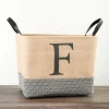 Kirkland's Home Monogrammed F Black Diamond Jute Storage Bin- Baskets & Boxes
