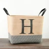 Kirkland's Home Monogrammed H Black Diamond Jute Storage Bin- Baskets & Boxes