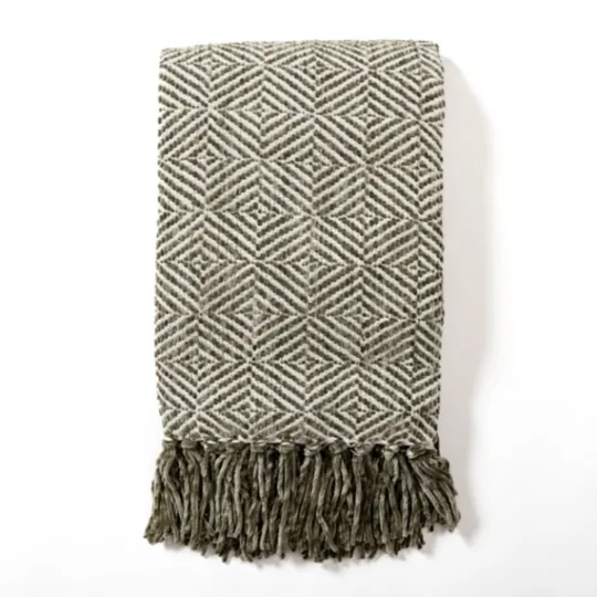 Kirkland's Home Moss Diamond Chenille Throw- Blankets & Throws