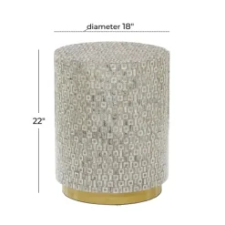 Kirkland's Home Mother Of Pearl Sells Wood Base Accent Table- Accent & End Tables