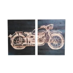 Kirkland's Home Motorcycle Wood Wall Plaques, Set Of 2- Wall Plaques