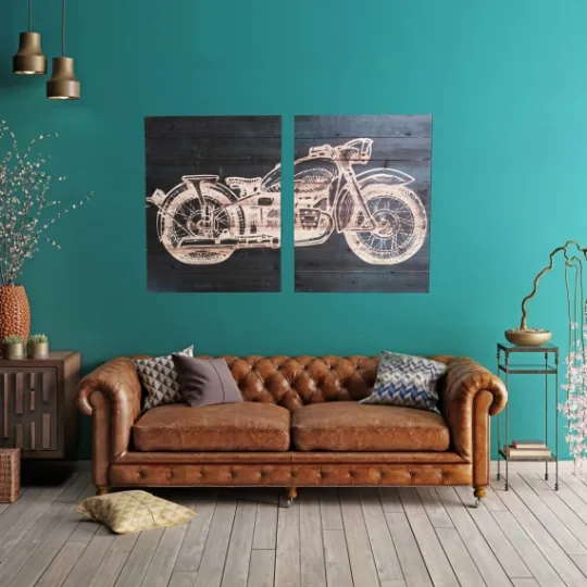Kirkland's Home Motorcycle Wood Wall Plaques, Set Of 2- Wall Plaques