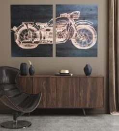 Kirkland's Home Motorcycle Wood Wall Plaques, Set Of 2- Wall Plaques