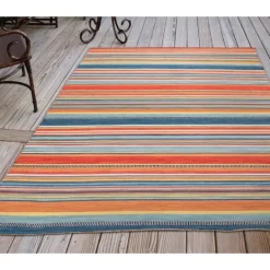 Kirkland's Home Multi Dhurri Stripe Indoor/Outdoor Area Rug, 5X7- Outdoor Rugs