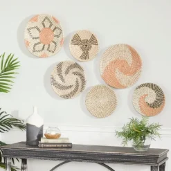 Kirkland's Home Multi Seagrass Round 6-Pc. Wall Plaque Set- Wall Plaques
