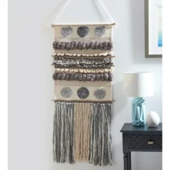 Kirkland's Home Multicolor Abstract Pom Pom Woven Wall Hanging- Wall Plaques