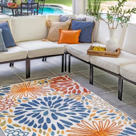 Kirkland's Home Multicolor Burst Indoor/Outdoor Area Rug, 5X8- Outdoor Rugs