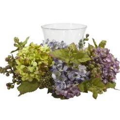 Kirkland's Home Multicolor Hydrangea And Berry Candle Centerpiece- Arrangements & Greenery