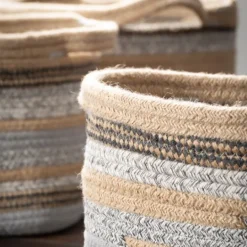 Kirkland's Home Multicolor Jute And Polyester Baskets, Set Of 3- Baskets & Boxes