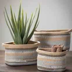 Kirkland's Home Multicolor Jute And Polyester Baskets, Set Of 3- Baskets & Boxes