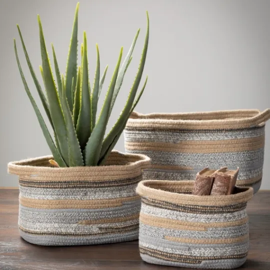 Kirkland's Home Multicolor Jute And Polyester Baskets, Set Of 3- Baskets & Boxes