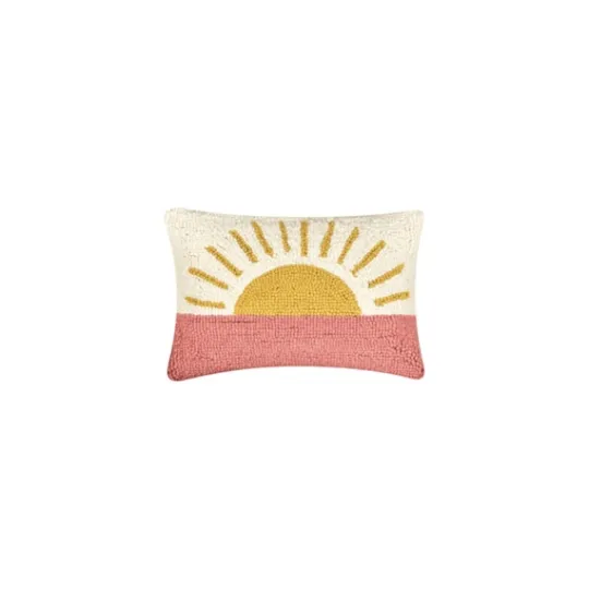 Kirkland's Home Multicolor Sunrise Hooked Wool Lumbar Pillow- Pillows