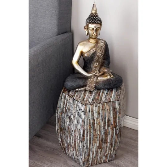 Kirkland's Home Mussel Shell Hexagonal Accent Table- Accent & End Tables