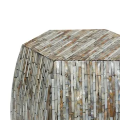 Kirkland's Home Mussel Shell Hexagonal Accent Table- Accent & End Tables