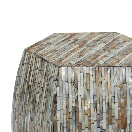 Kirkland's Home Mussel Shell Hexagonal Accent Table- Accent & End Tables