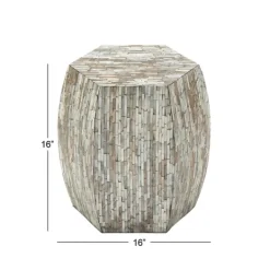 Kirkland's Home Mussel Shell Hexagonal Accent Table- Accent & End Tables