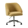 Kirkland's Home Mustard Sherpa Upholstered Swivel Office Chair- Office Furniture