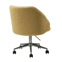 Kirkland's Home Mustard Sherpa Upholstered Swivel Office Chair- Office Furniture