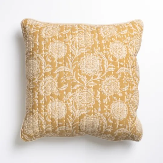 Kirkland's Home Mustard Stitched Blossoms Pillow- Pillows