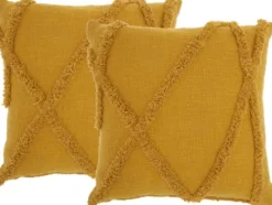 Kirkland's Home Mustard Tufted Abstract Diamond Pillows, Set Of 2- Pillows