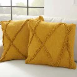 Kirkland's Home Mustard Tufted Abstract Diamond Pillows, Set Of 2- Pillows