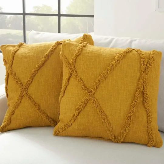 Kirkland's Home Mustard Tufted Abstract Diamond Pillows, Set Of 2- Pillows