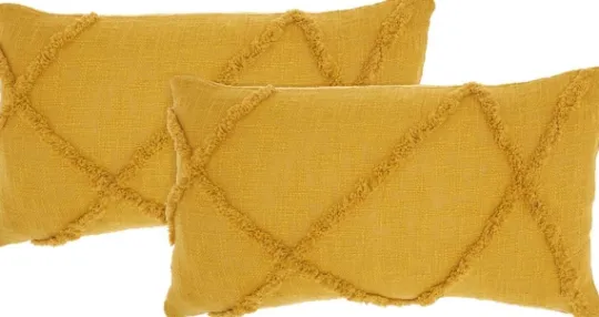 Kirkland's Home Mustard Tufted Diamond Lumbar Pillows, Set Of 2- Pillows