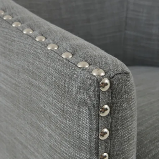 Kirkland's Home Nailhead Swivelling Barrel Accent Chair- Accent Chairs
