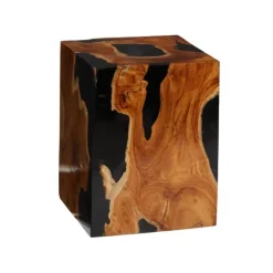 Kirkland's Home Natural Abstract Teak Wood Grain Accent Table- Accent & End Tables