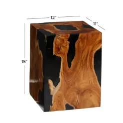 Kirkland's Home Natural Abstract Teak Wood Grain Accent Table- Accent & End Tables