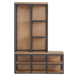 Kirkland's Home Natural Acacia Wood And Metal Hall Tree With Bench- Entryway Furniture