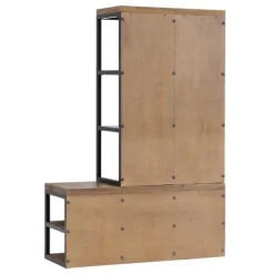 Kirkland's Home Natural Acacia Wood And Metal Hall Tree With Bench- Entryway Furniture