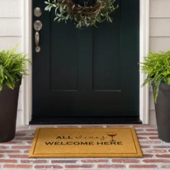 Kirkland's Home Natural All Wines Welcome Here Doormat- Doormats