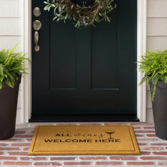 Kirkland's Home Natural All Wines Welcome Here Doormat- Doormats