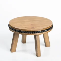Kirkland's Home Natural And Black Beaded Wood Mini Bench- Decorative Accents