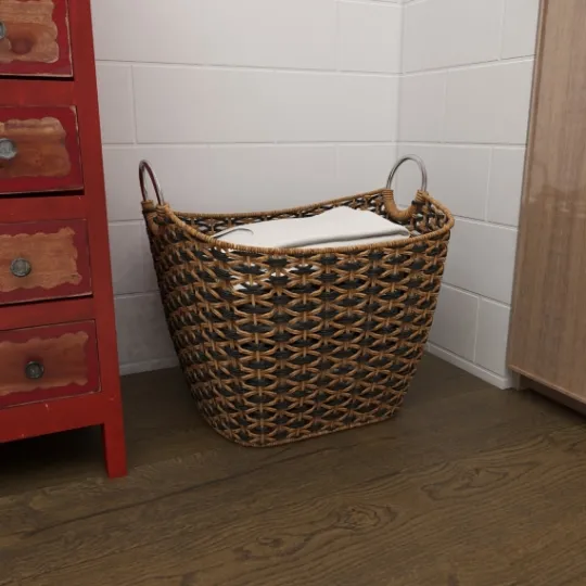 Kirkland's Home Natural And Black Seagrass Diamond Weave Basket- Baskets & Boxes