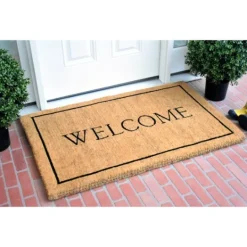 Kirkland's Home Natural And Black Welcome Doormat, 48X30 In.- Doormats