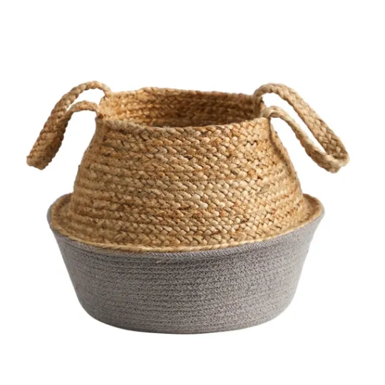 Kirkland's Home Natural And Gray Woven Jute Planter Basket- Baskets & Boxes