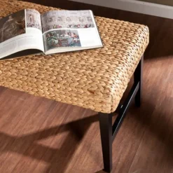 Kirkland's Home Natural Blanchard Water Hyacinth Bench- Benches & Ottomans